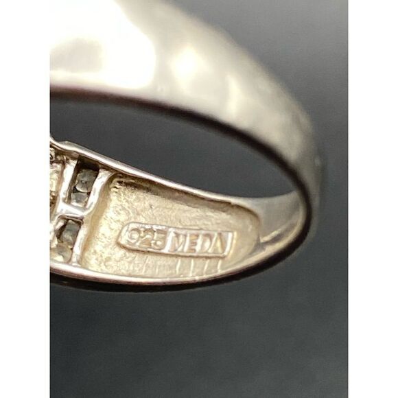 MEDA sterling silver 925 princess cut and round CZ band size 6 - Picture 8 of 8